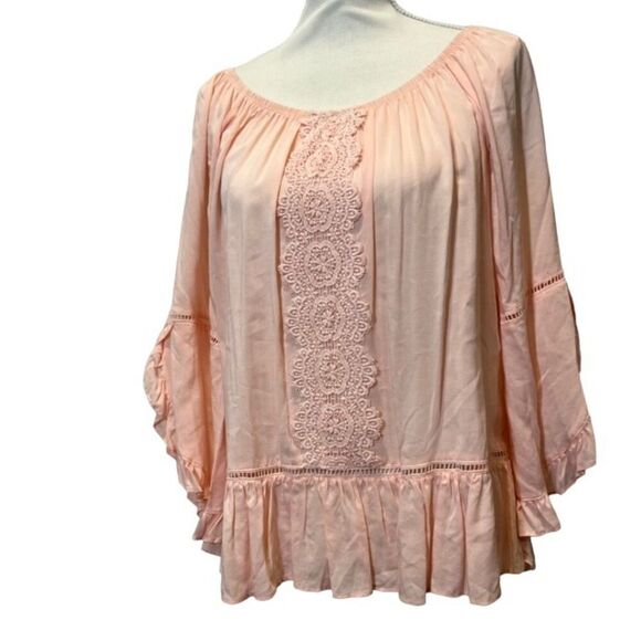 Fever Tops - Fever Blush Tunic with Lace Accents